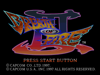 Breath of Fire III title screen for Playstation